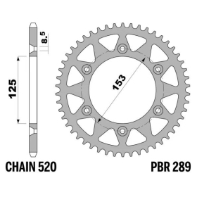 PBR Ultra-Light Aluminium Rear Sprocket 289 - 520 HM / HONDA 125-500cc 83-24