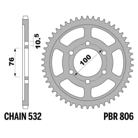 PBR Standard C45 Steel Rear Sprocket 806 - 532 ​​​​​​​SUZUKI GSXR / GSX / RF 900-1100cc 1989-2000