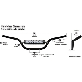 RENTHAL MX/Enduro 7/8" 966 Handlebar YAMAHA WR 250-450 97-04/YZ 125-450F 97-04