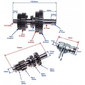Transmission / Gearbox gear set ZIPP KID/ ROUTER XL/ XM/ XS/ ATV 110-125cc 4T