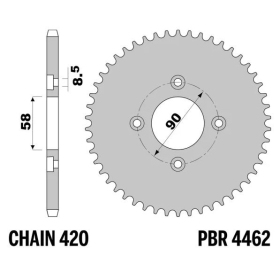 PBR Standard Steel Rear Sprocket 4462 - 420 HONDA CRF / MONKEY / SUPER 50-125cc 2018-2024