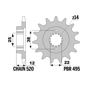 PBR Steel Standard Front Sprocket 495 - 520 DUCATI PASO / SPORT 750cc 1987-1990