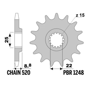 PBR Steel Standard Front Sprocket 1248 - 520 APRILIA / BETA / GAS GAS / HUSABERG / HUSQVARNA / KTM / POLARIS 65-700cc 1980-2025