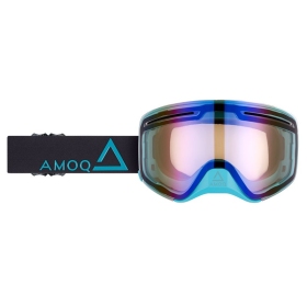 AMOQ Vision Vent+ Magnetic Motocross / Snow Goggles Black / Turqoise (Blue Mirror)