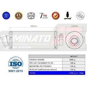 Duslintuvo kompl. Dominator ROUND SUZUKI GSF (BANDIT) 750 1995 - 1999