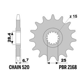 PBR Steel Standard Front Sprocket 2168 - 520 ​​​​​​​YAMAHA YFZ / YFM 450-700cc 2006-2024