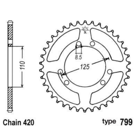 B1 Steel Standard Rear Sprocket - 420 50t