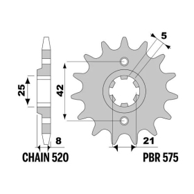 PBR Steel Standard Front Sprocket 575 - 520 YAMAHA SRX / XT 400-600cc 1980-1987