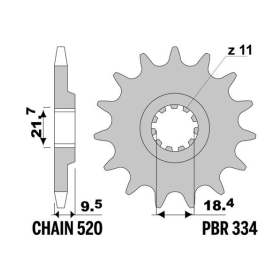 PBR Steel Standard Front Sprocket 334 - 520 HONDA CR / TRIUMPH ADVENTURER / DAYTONA / SPRINT / THUNDERBIRD / TIGER / TRIDENT / TROPHY 250-1200cc 1986-2004