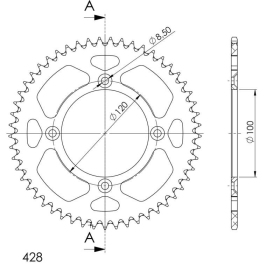 Supersprox Rear Sprocket Alu RAL-998:52 Black 52t