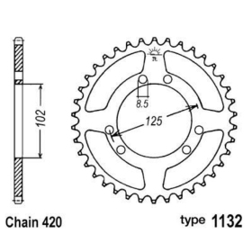 B1 Steel Standard Rear Sprocket - 420 53t BULTACO/DERBI SENDA 2000-2011