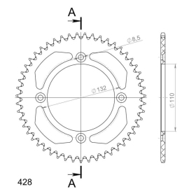 Supersprox Rear Sprocket Alu RAL-898:51 Blue 51t