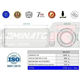 Duslintuvo kompl. Dominator GP YAMAHA YZF R 125 2021-2022