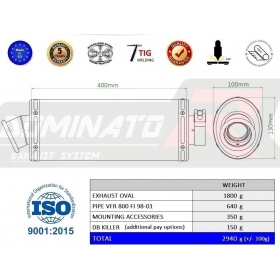Duslintuvo kompl. Dominator HI LEVEL OVAL HONDA VFR 800 FI 1998-2001