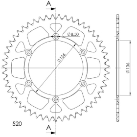 Supersprox Alu Rear sprocket Red 51t