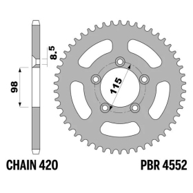 PBR Standard C45 Steel Rear Sprocket 4552 - 420 GAS GAS MC / HUSQVARNA TC / KTM SX 65cc 2002-2024