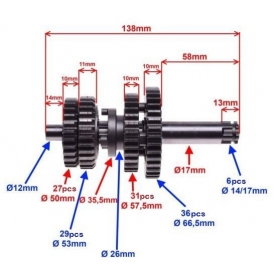 Gearbox gear ROMET ZETKA/ BARTON TZR/ BENZER ASTON/ GSR/ KINGWAY YAMASAKI 50 4T