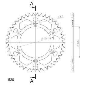 Supersprox Rear Sprocket Alu RAL-990:45 Blue 45t