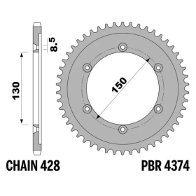 PBR Standard C45 Steel Rear Sprocket 4374 - 428 HONDA XLR 125 R 1998