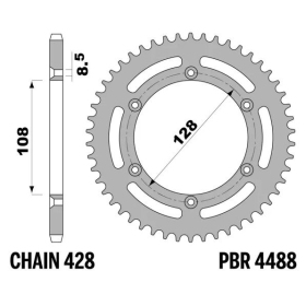 PBR Standard Steel Rear Sprocket 4488 - 525 ​​​​​​​KAWASAKI KLX / SUZUKI DR-Z 125cc 2003-2013