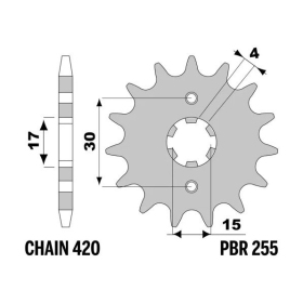 PBR Steel Standard Front Sprocket 255 - 420 HONDA CRF / MBX / MTX / XR / SUZUKI RMX 80-250cc 1979-2024