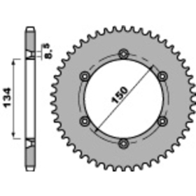 PBR Standard C45 Steel Rear Sprocket 4330 - 428 KAWASAKI KDX 125 SR 1990-1998