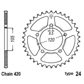 B1 Steel Standard Rear Sprocket - 420 50t APRILIA RX50 1989-2019