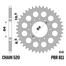 PBR Standard C45 Steel Rear Sprocket 811 - 520 KAWASAKI / SUZUKI 185-400cc 1979-2019