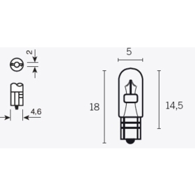 V PARTS T5 lemputės 12V 1,2W 10vnt