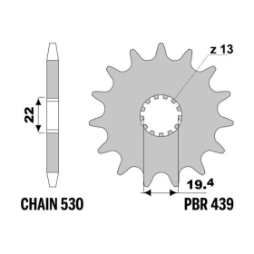 PBR Steel Standard Front Sprocket 439 - 530 ​​​​​​​SUZUKI GSXF / GR 400-650cc 1981-1986