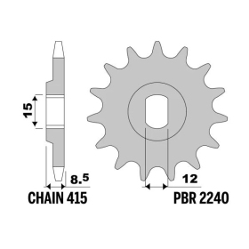 PBR Steel Standard Front Sprocket 2240 - 415 HUSQVARNA TC / KTM SX 50cc 2014-2023