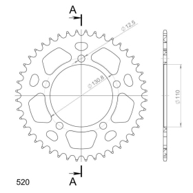 Supersprox Rear Sprocket Alu RAL-7_520:44 Black 44t