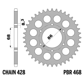 PBR Standard Steel Rear Sprocket 468 - 428 KAWASAKI ELIMINATOR 125 1998-2007