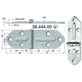 Osculati SS hinge Chromelux 127x40