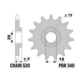 PBR Steel Standard Front Sprocket 340 - 520 ​​​​​​​HM CRE / HONDA CR 125cc 1987-2003