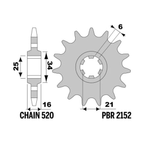 PBR Steel Standard Front Sprocket 2152 - 520 Kymco Venox 250 2005-2008