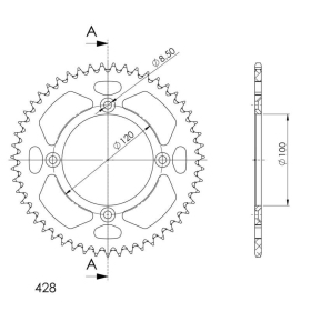 Supersprox Rear Sprocket Alu RAL-998:51 Black 51t