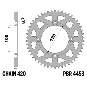 PBR Standard Steel Rear Sprocket 4453 - 420 BETA RR / RRT 50cc 2005-2024