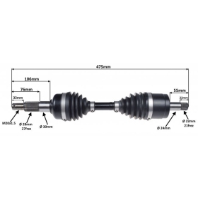 Left front axle MaxTuned CF MOTO CF 400-500cc 20-22