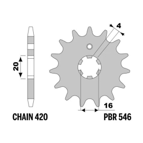 PBR Steel Standard Front Sprocket 546 - 420 ​​​​​​​YAMAHA PW ZINGER / LB 50-80cc 1991-2004