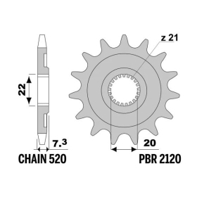 PBR Steel Standard Front Sprocket 2120 - 520 HM CRE / CRE-F / HONDA CR / CRF 125-300cc 2003-2019