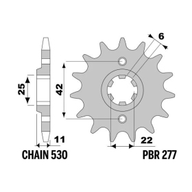 PBR Steel Standard Front Sprocket 277 - 530 HONDA FT 500 C 1982-1984