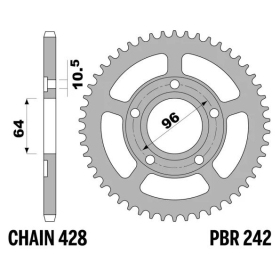 PBR Standard Steel Rear Sprocket 242 - 428 ​​​​​​​HONDA XL 125 1982-1989