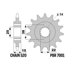 PBR Steel Standard Front Sprocket 7001 - 520 Ducati Paso IE 907 1992