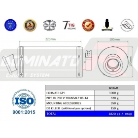Duslintuvo kompl. Dominator GP1 HONDA XL 700 V TRANSALP 2008 - 2014