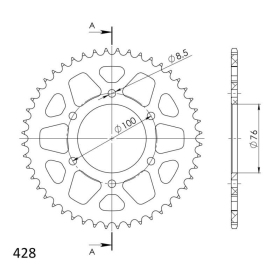 Supersprox Alu Rear sprocket YAMAHA YZF-R / MT 125 Red 48t