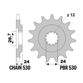 PBR Steel Standard Front Sprocket 530 - 530 KAWASAKI ZZR 1100 1990-1992