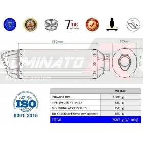 Exhaust silincer Dominator HP1 CAN-AM SPYDER RT 1330 2014-2018