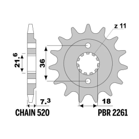 PBR Steel Standard Front Sprocket 2261 - 520 Honda CRF250L 2013-2018