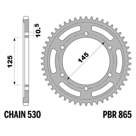 PBR Standard C45 Steel Rear Sprocket 865 - 530 YAMAHA FZ / FZR / FZX 600-750cc 1985-1997